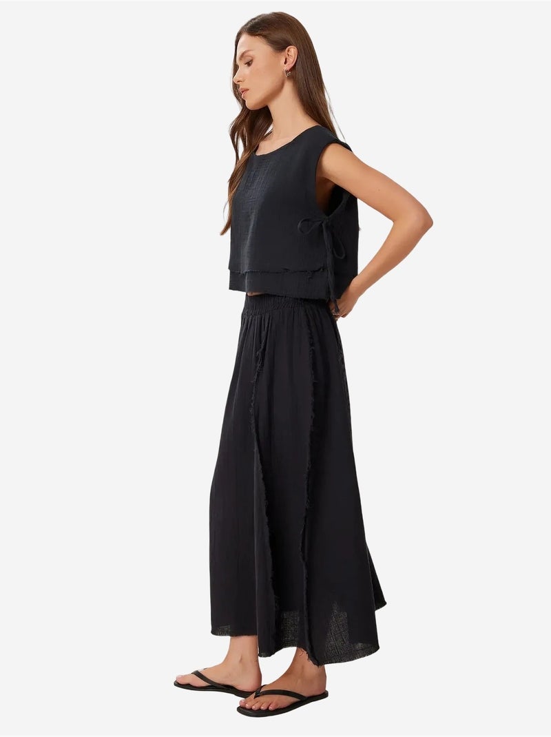 Conjunto de algodón de blusa sin mangas y falda de pernera ancha istanbul Negro - Kiabi