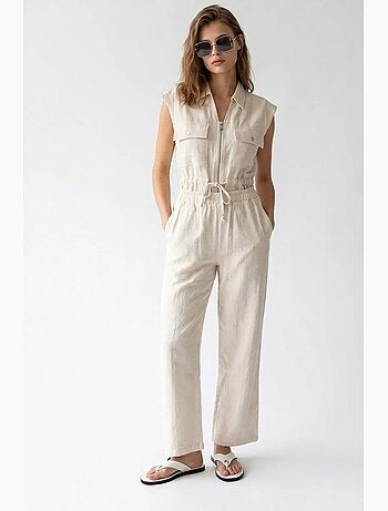 Conjunto de algodón de chaleco sin mangas y pantalón de pernera ancha mixray