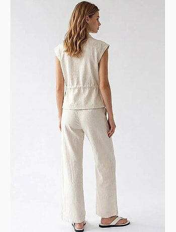 Conjunto de algodón de chaleco sin mangas y pantalón de pernera ancha mixray