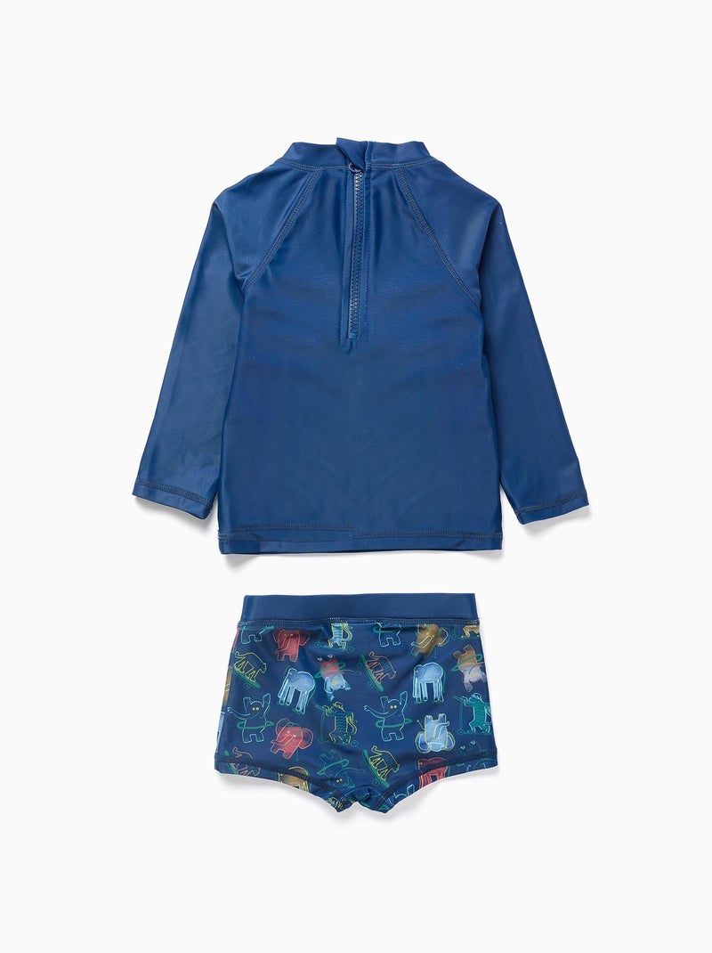 Conjunto de baño con protección UV 40+ y motivo Azul oscuro - Kiabi