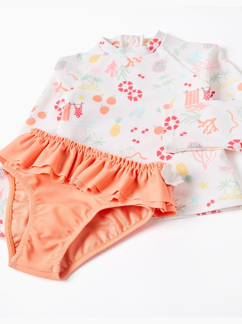 Conjunto de baño con protección UV 40+ y motivo de playa Blanco - Kiabi