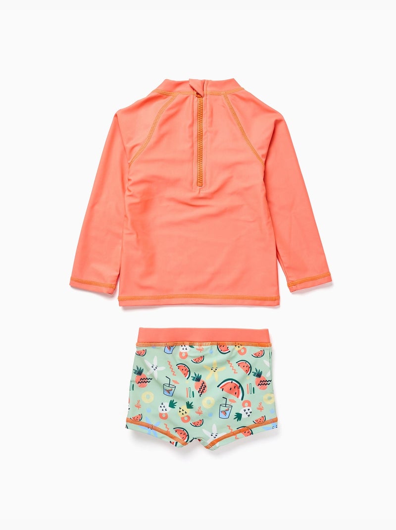 Conjunto de baño con protección UV 40+ y motivo Negro Naranja - Kiabi