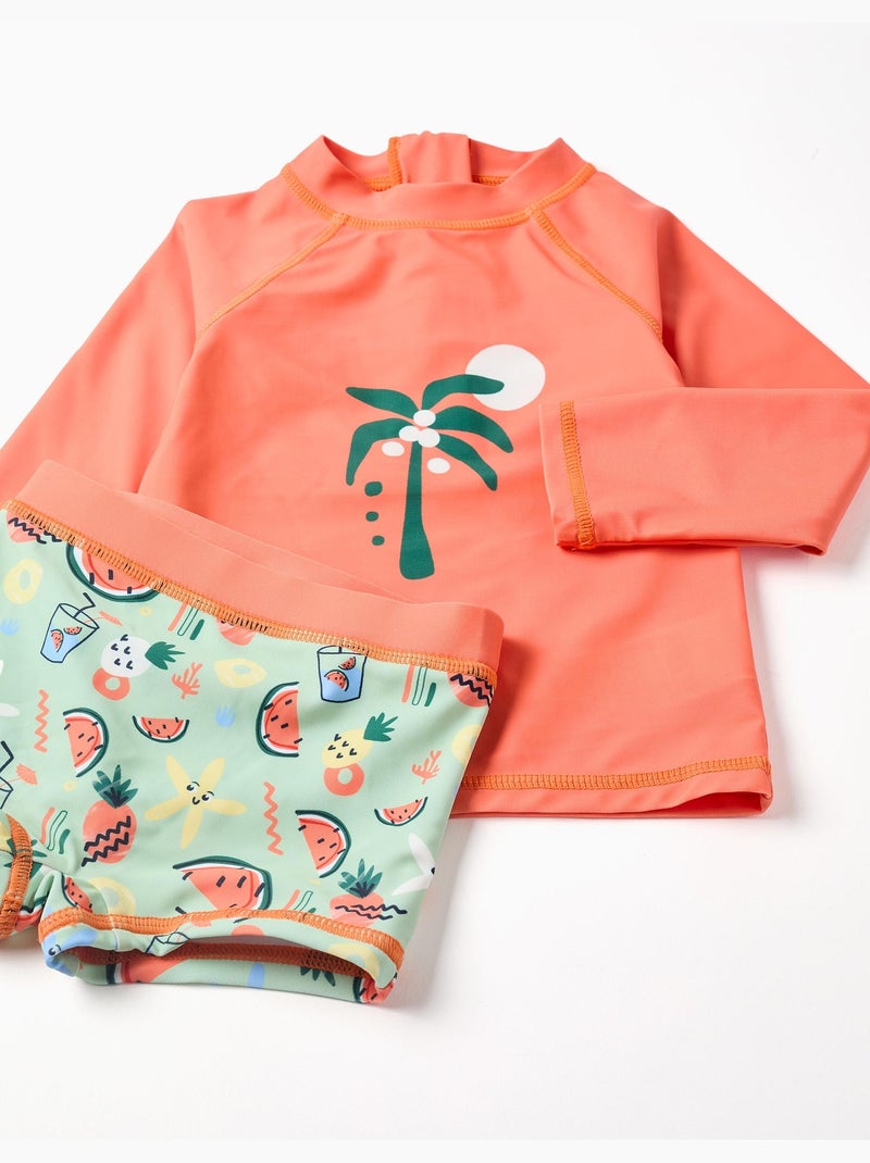 Conjunto de baño con protección UV 40+ y motivo Negro Naranja - Kiabi