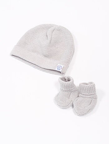 Conjunto de bebé gorro y patucos 50% algodón ecológico 50% poliéster reciclado