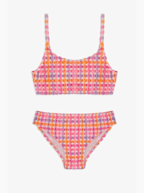 Conjunto de bikini infantil vicky halter de cuadros penti - Kiabi Conjunto de bikini infantil vicky halter de cuadros penti - Kiabi