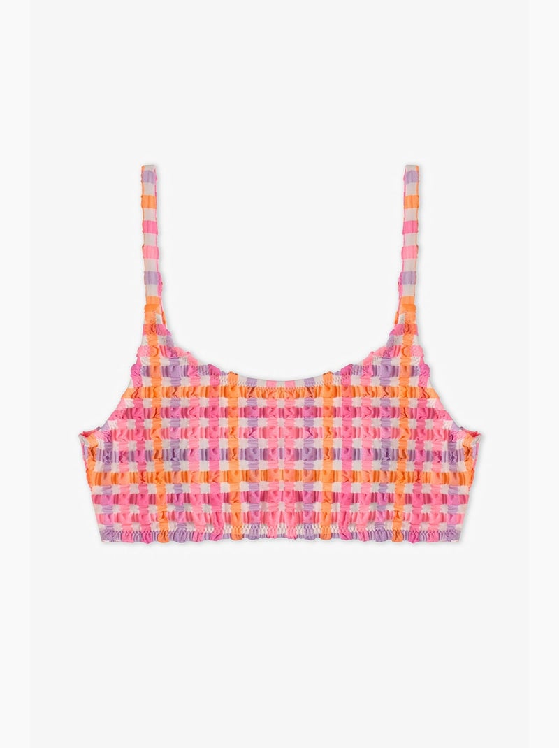 Conjunto de bikini infantil vicky halter de cuadros penti Rosa fluo - Kiabi