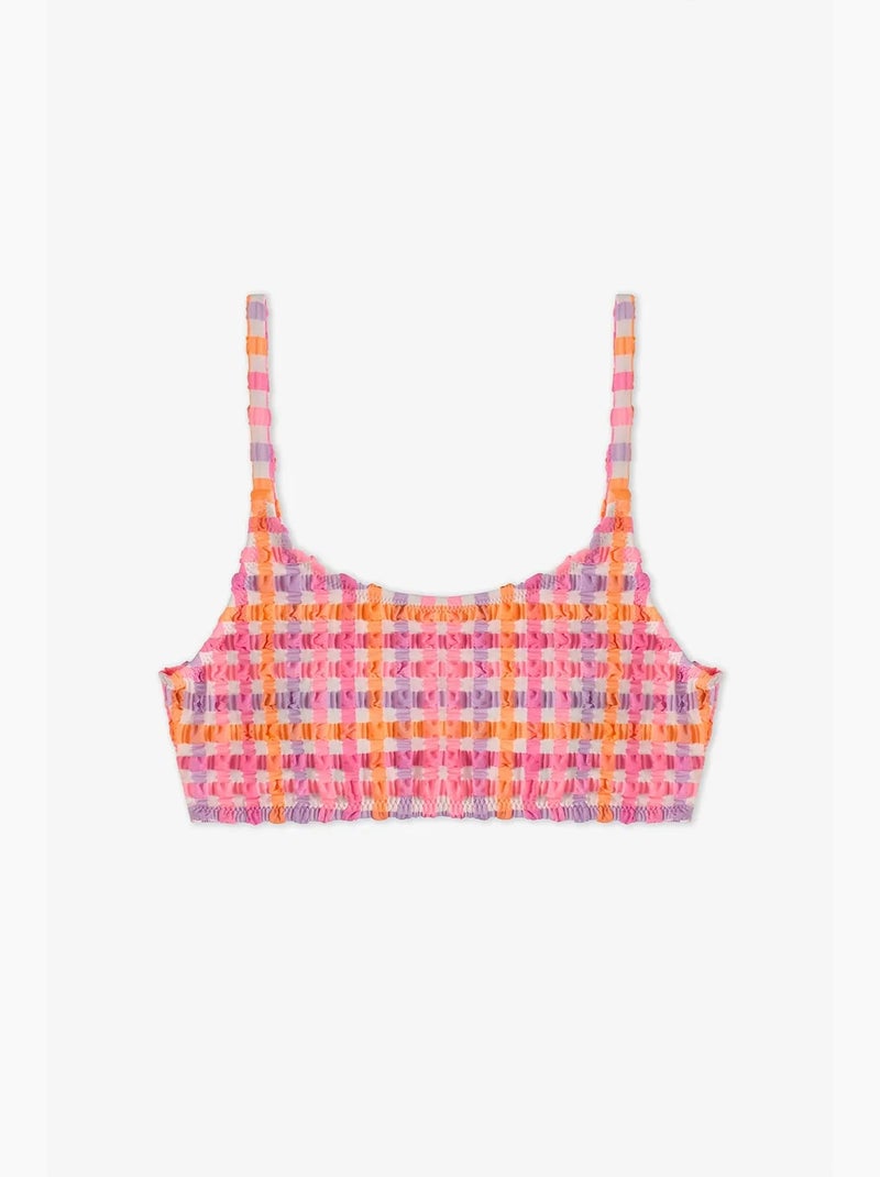 Conjunto de bikini infantil vicky halter de cuadros penti Rosa fluo - Kiabi