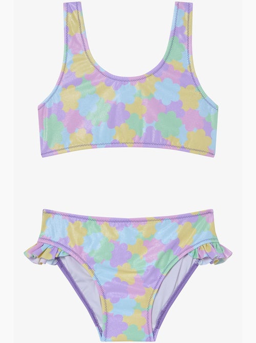 Conjunto de bikini niña shiny flower con volantes y halter penti - Kiabi Conjunto de bikini niña shiny flower con volantes y halter penti - Kiabi
