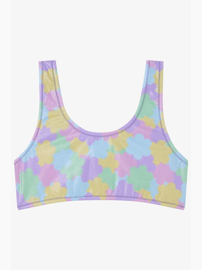 Conjunto de bikini niña shiny flower con volantes y halter penti Lavanda - Kiabi