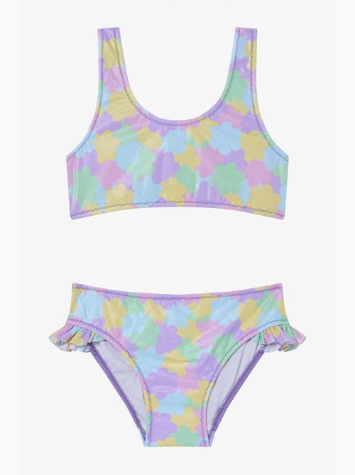Conjunto de bikini niña shiny flower con volantes y halter penti - Kiabi Conjunto de bikini niña shiny flower con volantes y halter penti - Kiabi