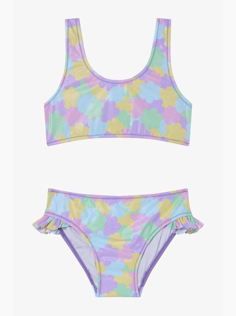 Conjunto de bikini niña shiny flower con volantes y halter penti Lavanda - Kiabi