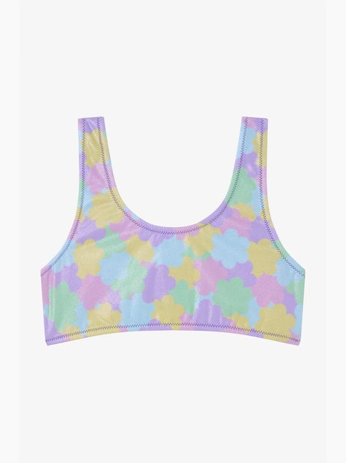 Conjunto de bikini niña shiny flower con volantes y halter penti - Kiabi Conjunto de bikini niña shiny flower con volantes y halter penti - Kiabi