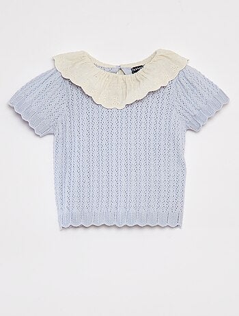 Conjunto de blusa con cuello de fantasía + legging de punto