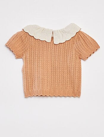 Conjunto de blusa con cuello de fantasía + legging de punto