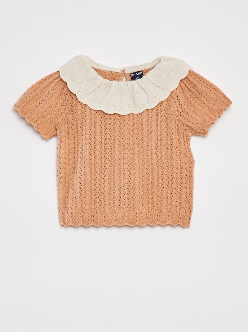 Conjunto de blusa con cuello de fantasía + legging de punto ROSA - Kiabi