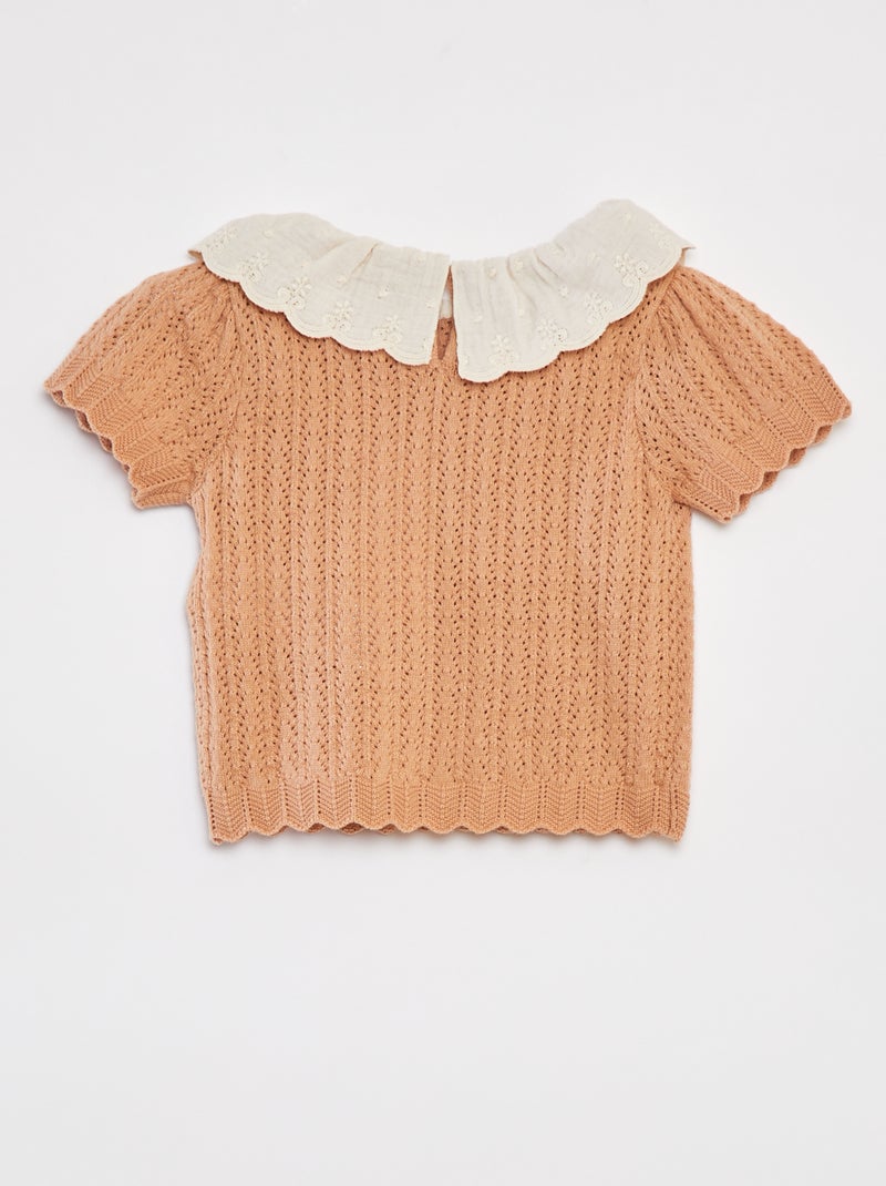 Conjunto de blusa con cuello de fantasía + legging de punto ROSA - Kiabi