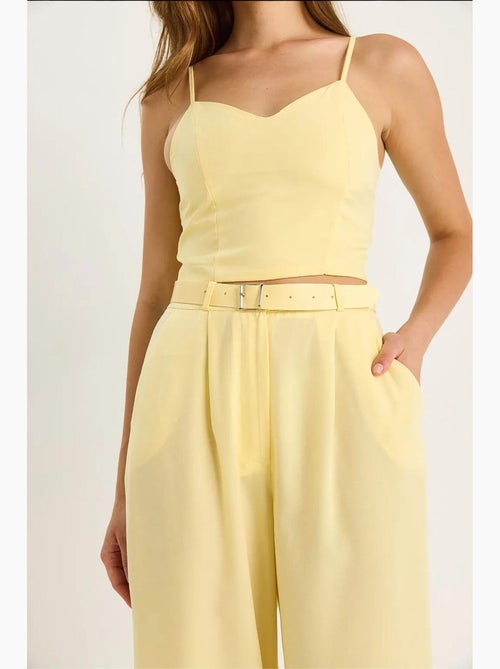 Conjunto de blusa con cuello en v y cremallera y pantalones de pierna ancha de lucci - Kiabi