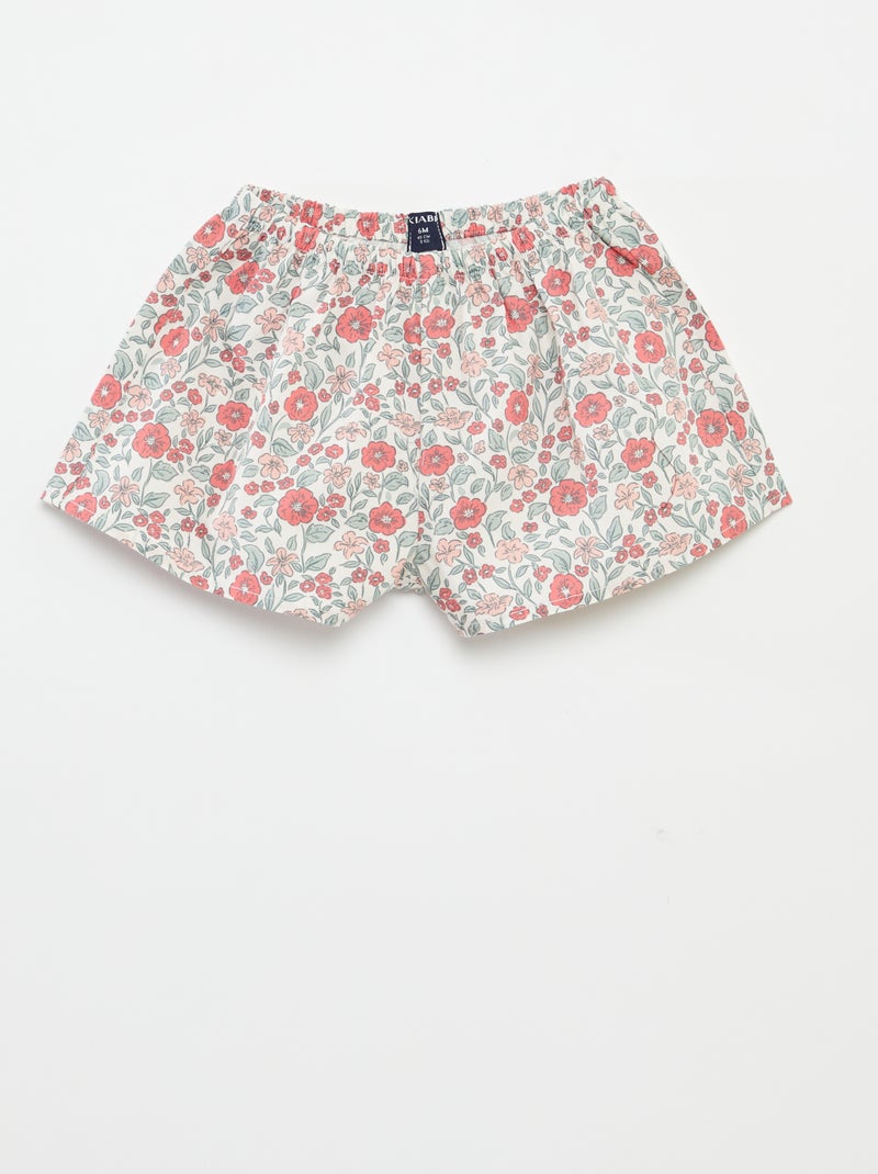 Conjunto de blusa de manga corta + pantalón corto + sombrero - 3 piezas ROSA - Kiabi