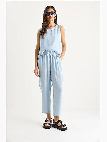 Conjunto de blusa de tirantes gruesos y pantalón de cintura elástica lucci
