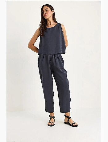 Conjunto de blusa de tirantes gruesos y pantalón de cintura elástica lucci