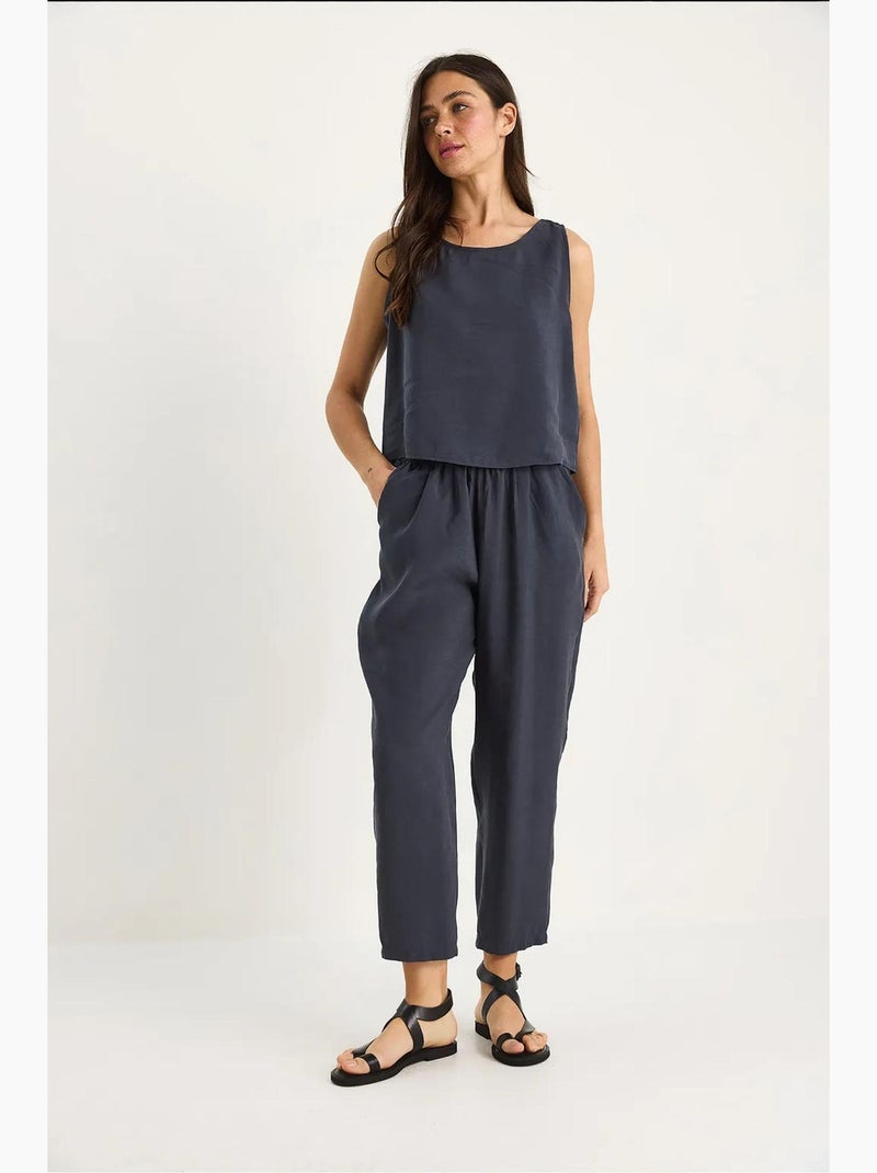 Conjunto de blusa de tirantes gruesos y pantalón de cintura elástica lucci Azul grisáceo - Kiabi
