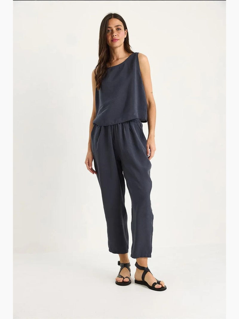 Conjunto de blusa de tirantes gruesos y pantalón de cintura elástica lucci Azul grisáceo - Kiabi