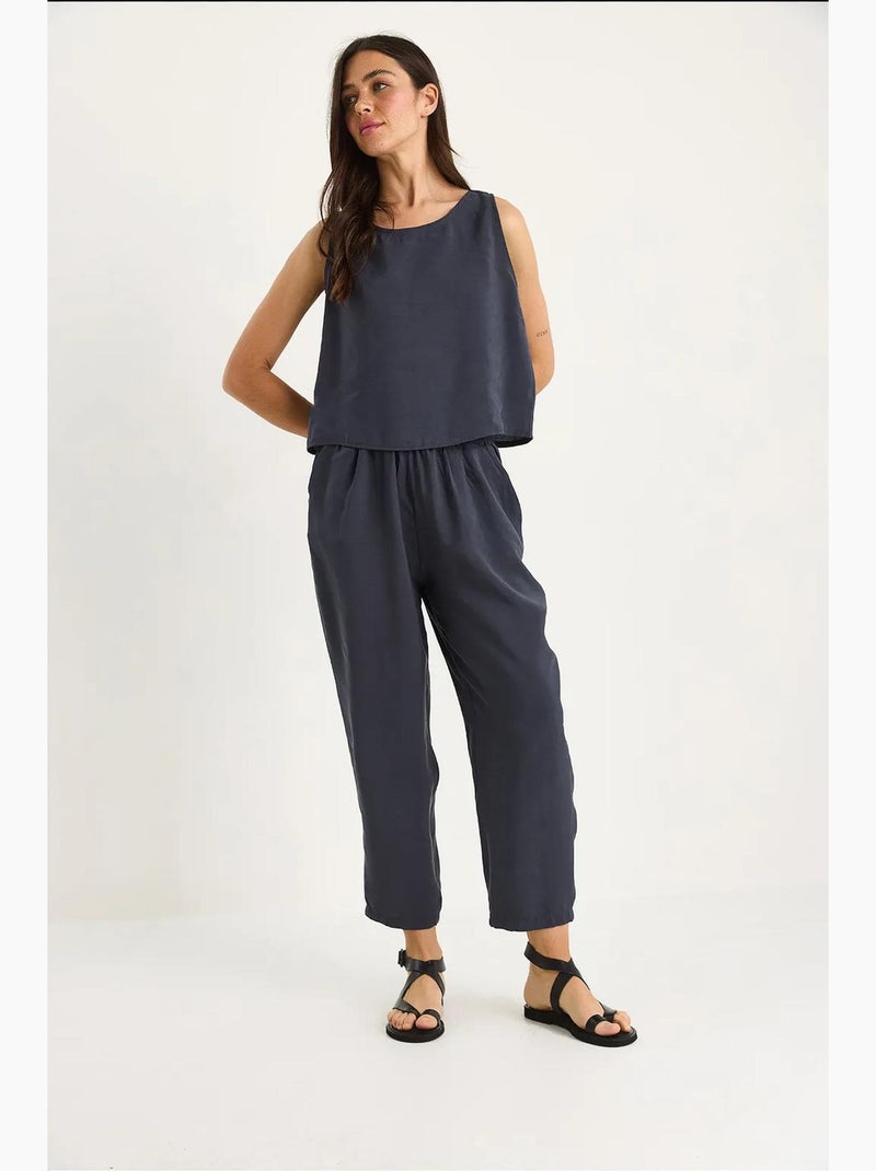 Conjunto de blusa de tirantes gruesos y pantalón de cintura elástica lucci Azul grisáceo - Kiabi