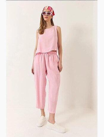Conjunto de blusa de tirantes gruesos y pantalón de cintura elástica lucci