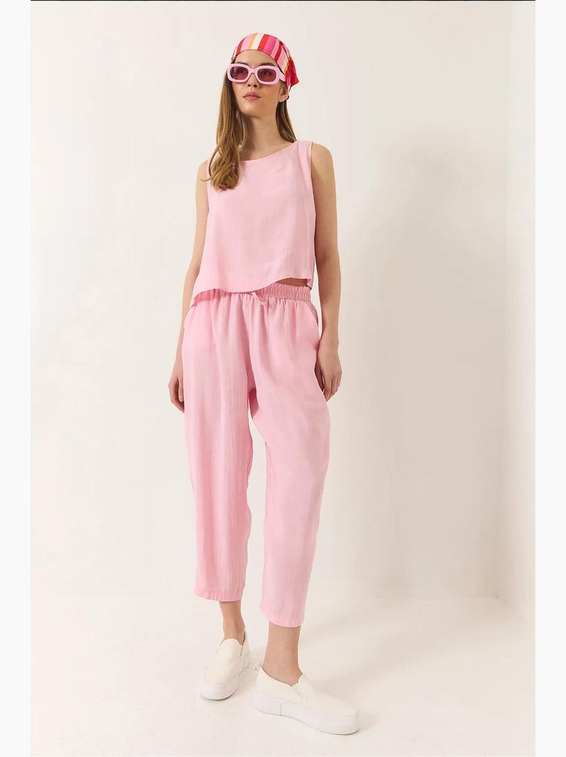 Conjunto de blusa de tirantes gruesos y pantalón de cintura elástica lucci Rosa pálido - Kiabi