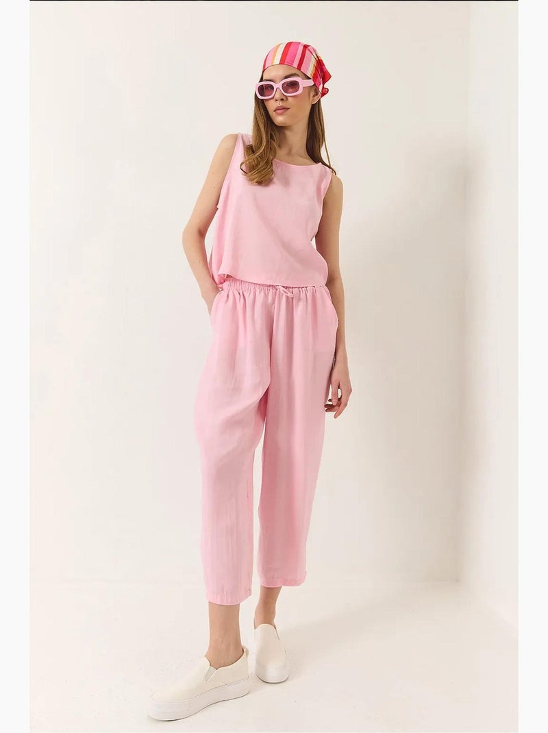 Conjunto de blusa de tirantes gruesos y pantalón de cintura elástica lucci Rosa pálido - Kiabi
