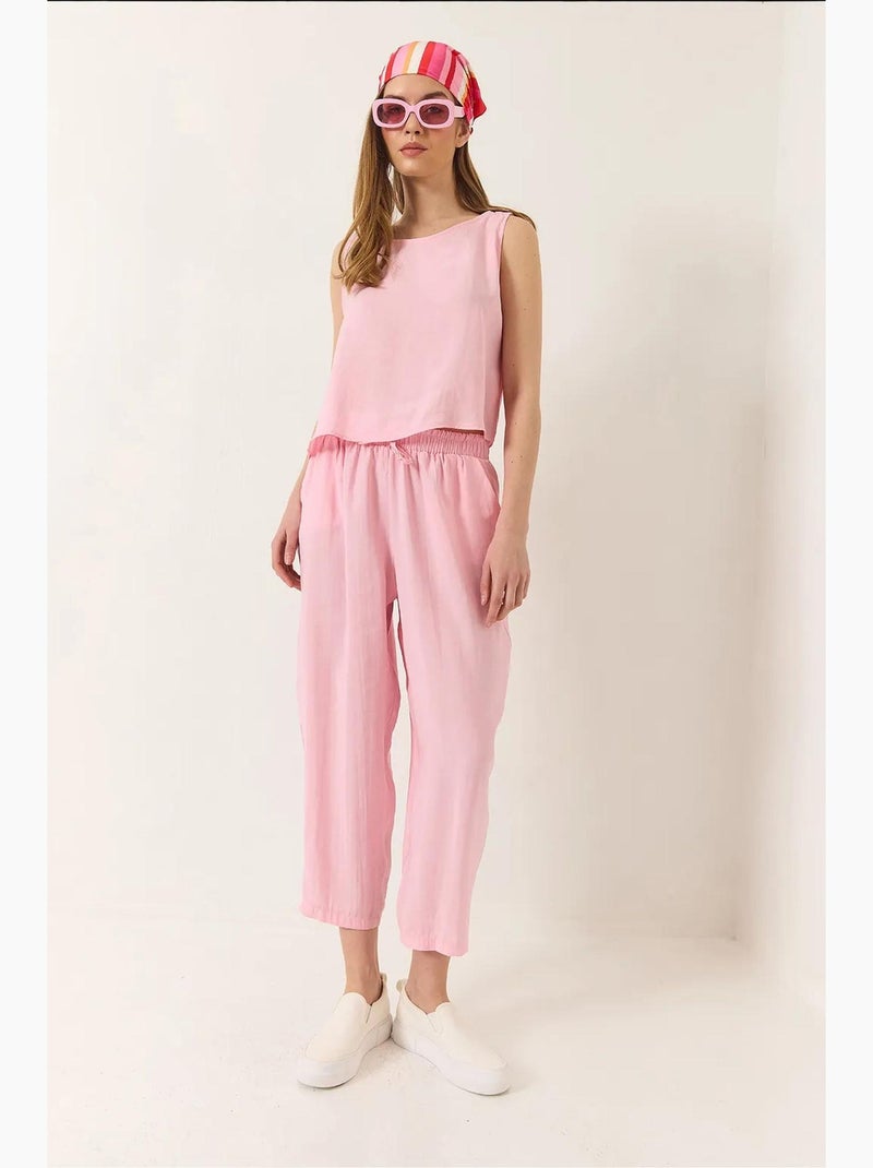 Conjunto de blusa de tirantes gruesos y pantalón de cintura elástica lucci Rosa pálido - Kiabi