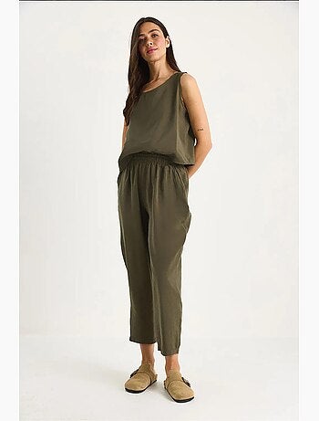 Conjunto de blusa de tirantes gruesos y pantalón de cintura elástica lucci
