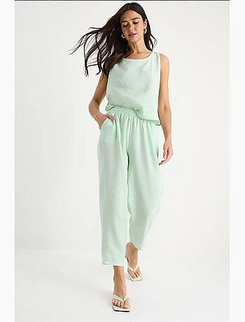Conjunto de blusa de tirantes gruesos y pantalón de cintura elástica lucci