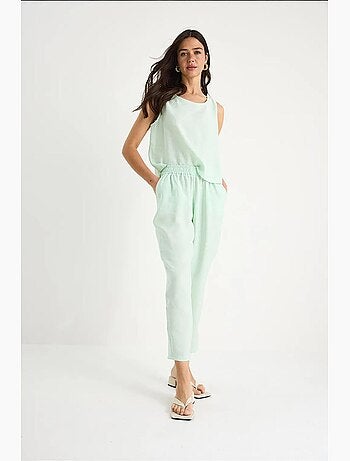 Conjunto de blusa de tirantes gruesos y pantalón de cintura elástica lucci