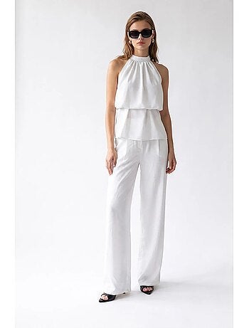 Conjunto de blusa halter y pantalón de pierna ancha mixray