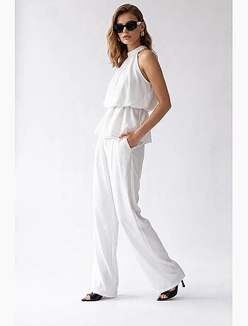 Conjunto de blusa halter y pantalón de pierna ancha mixray