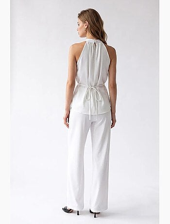 Conjunto de blusa halter y pantalón de pierna ancha mixray