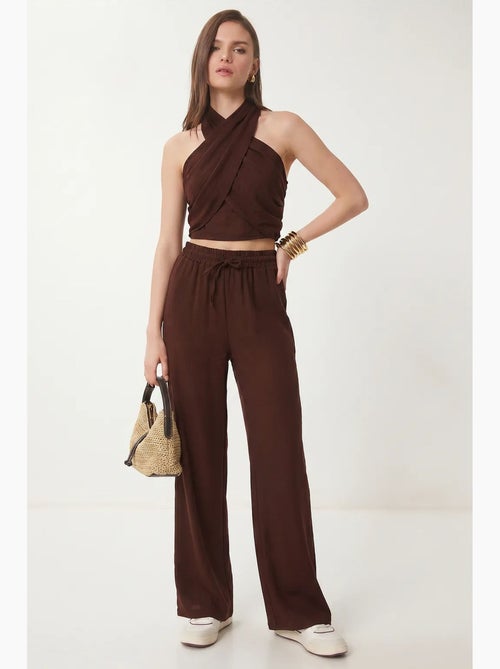 Conjunto de blusa halter y pantalones de pernera ancha istanbul - Kiabi