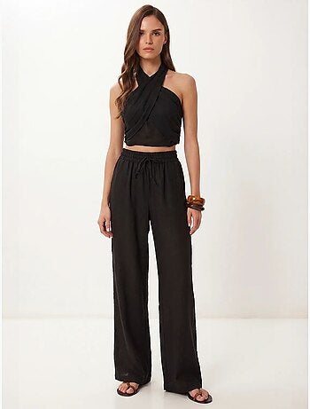 Conjunto de blusa halter y pantalones de pernera ancha istanbul
