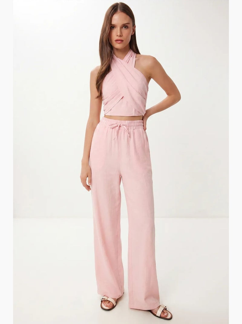 Conjunto de blusa halter y pantalones de pernera ancha istanbul Rosa - Kiabi