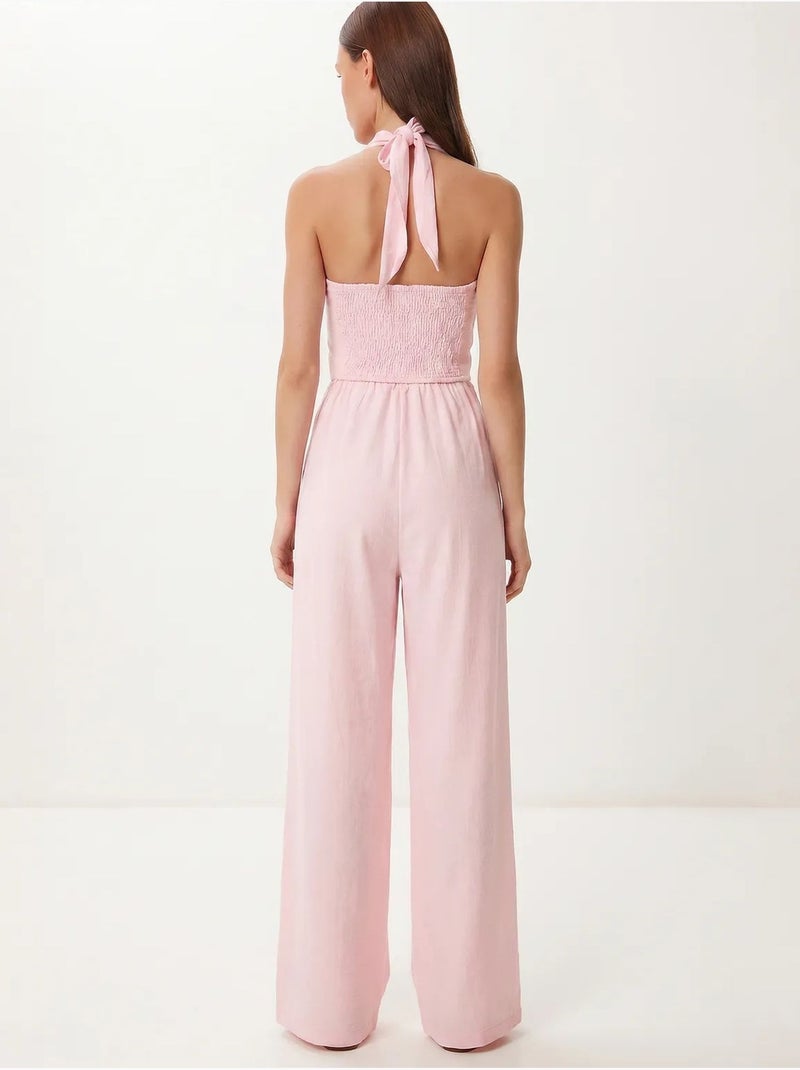 Conjunto de blusa halter y pantalones de pernera ancha istanbul Rosa - Kiabi