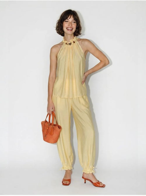 Conjunto de blusa halter y pantalones de tiro alto lucci - Kiabi