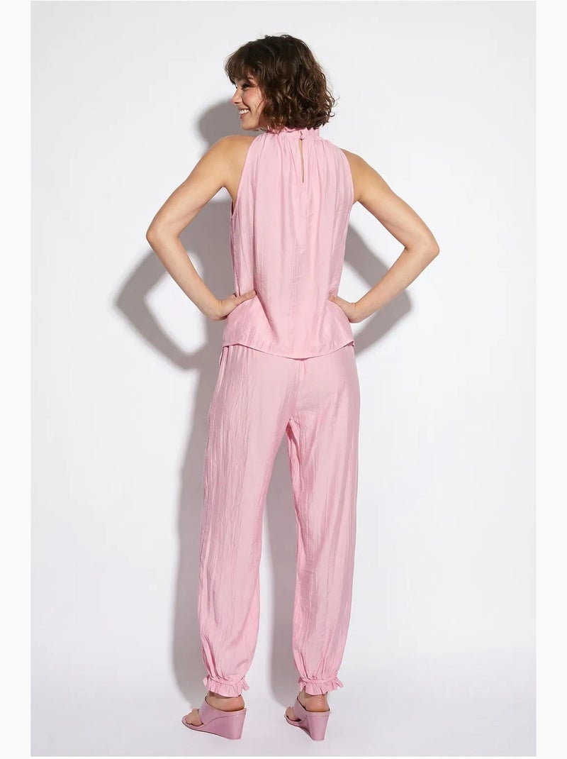 Conjunto de blusa halter y pantalones de tiro alto lucci Rosa - Kiabi