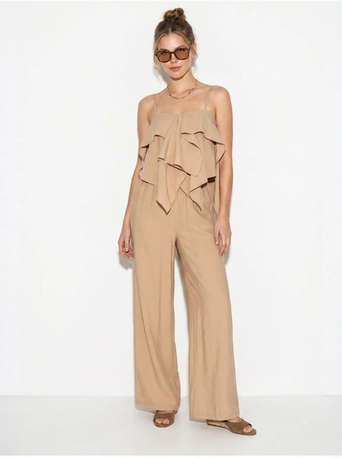 Conjunto de blusa palabra de honor con volante y pantalón de pernera ancha lucci - Kiabi Conjunto de blusa palabra de honor con volante y pantalón de pernera ancha lucci - Kiabi