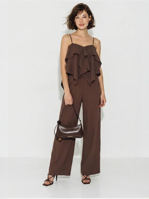 Conjunto de blusa palabra de honor con volante y pantalón de pernera ancha lucci - Kiabi Conjunto de blusa palabra de honor con volante y pantalón de pernera ancha lucci - Kiabi
