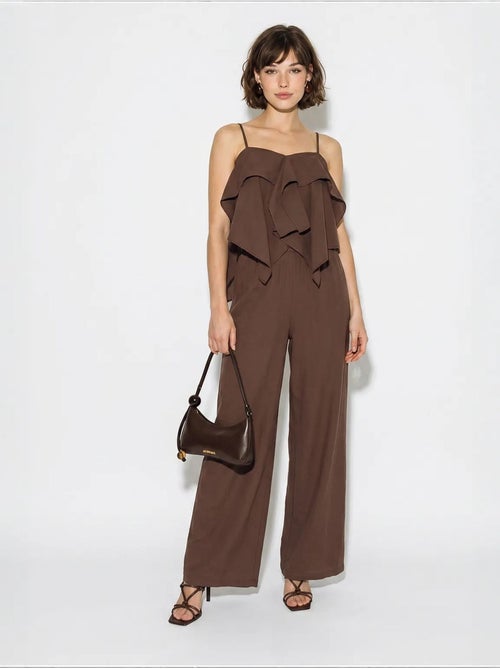Conjunto de blusa palabra de honor con volante y pantalón de pernera ancha lucci - Kiabi Conjunto de blusa palabra de honor con volante y pantalón de pernera ancha lucci - Kiabi