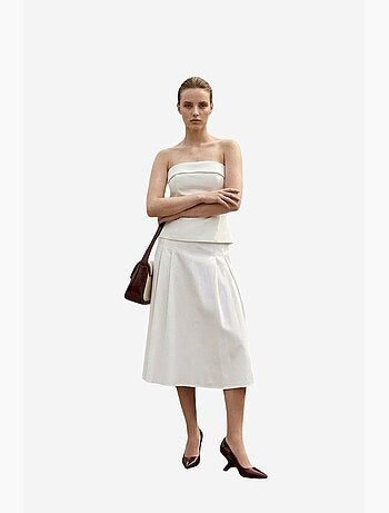 Conjunto de blusa sin tirantes y falda midi de tiro alto my fashion