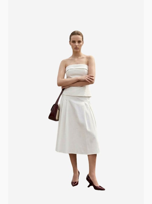 Conjunto de blusa sin tirantes y falda midi de tiro alto my fashion - Kiabi Conjunto de blusa sin tirantes y falda midi de tiro alto my fashion - Kiabi