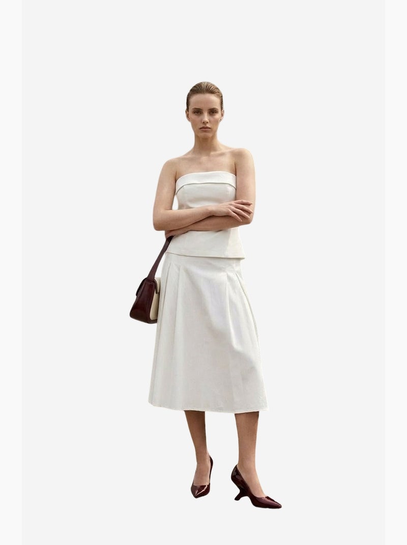 Conjunto de blusa sin tirantes y falda midi de tiro alto my fashion Blanco roto - Kiabi