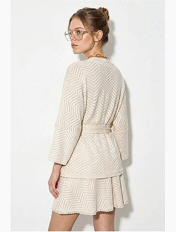 Conjunto de blusa y falda de algodón con motivo geométrico lucci